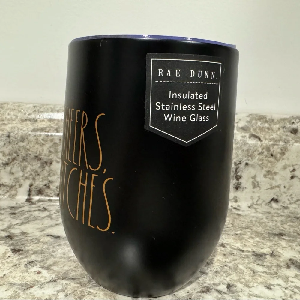 RAE DUNN CHEERS WITCHES HALLOWEEN INSULATED WINE GLASS-TUMBLER-CUP NWT!